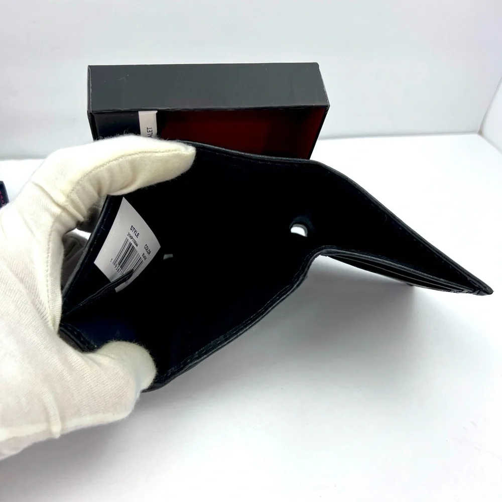 TOMMY HILFIGER, BLACK LEATHER, VALET ALSO LEATHER, TRI FOLD, RFID PROTECTION - Picture 10 of 16